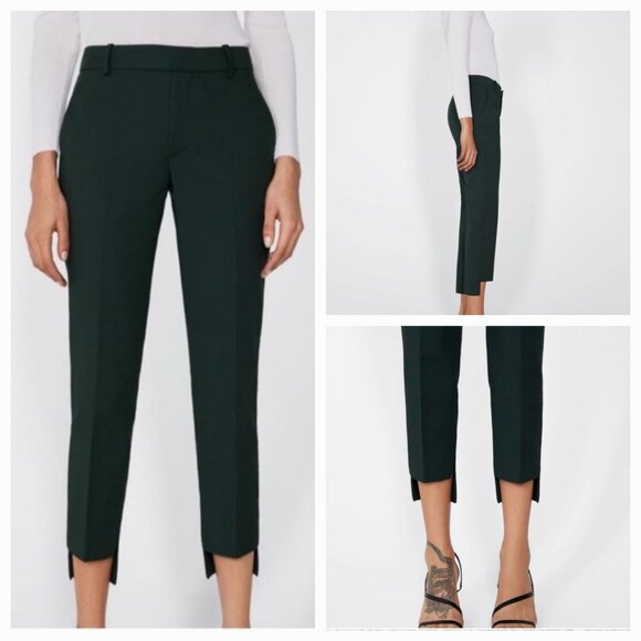 Zara Pants - Zara Women's Asymmetrical Hem Dark Green Cropped Pants. Size 8